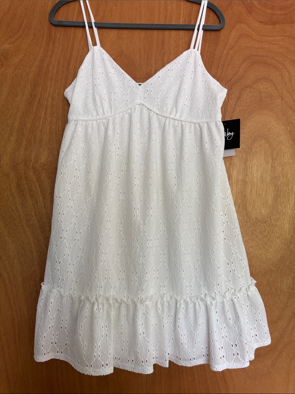 White Eyelet Ruffle Mini Dress